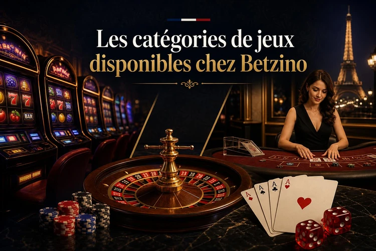 Les catégories de jeux disponibles chez Betzino